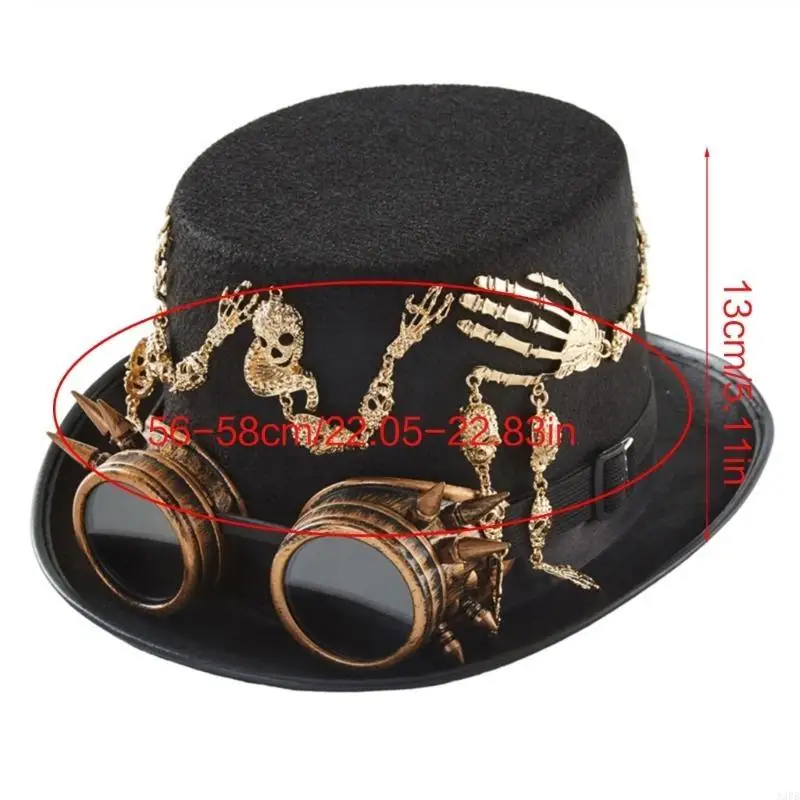 Steampunk Time Hat Steampunk Hat Steampunk Top Hat pour hommes avec des lunettes