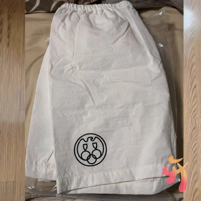 

Белые нейлоновые быстросохнущие шорты Kanye, американские уличные водонепроницаемые уличные повседневные свободные укороченные брюки Gosha на шнурке для мужчин и женщин