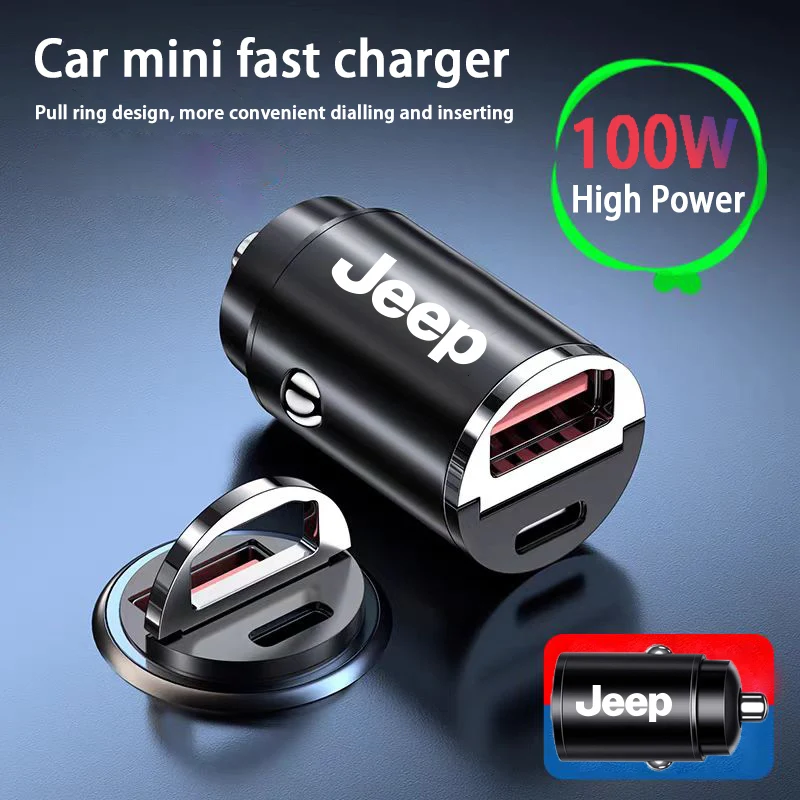 100W Mini Car Charger - Suitable for Jeep Renegade Wrangler JK Compass Grand Cherokee Gladiator Patriot JL Willys Liberty