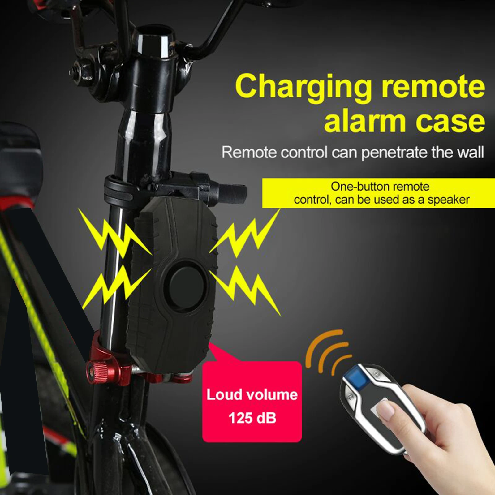 Loud 113dB Bike Alarm Wireless Anti-Theft Bike Motorcycle Safe Alarm Vibration Bicycle Cart Trailer Fence Remote Control IP55