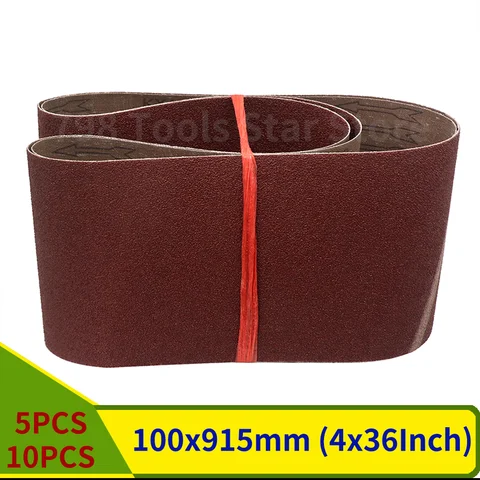 5/10PCS 100*915mm 샌딩 벨트 40-1000 Grits 목재 부드러운 금속 연마 사포 벨트 샌더 연마 도구 용 연마 밴드