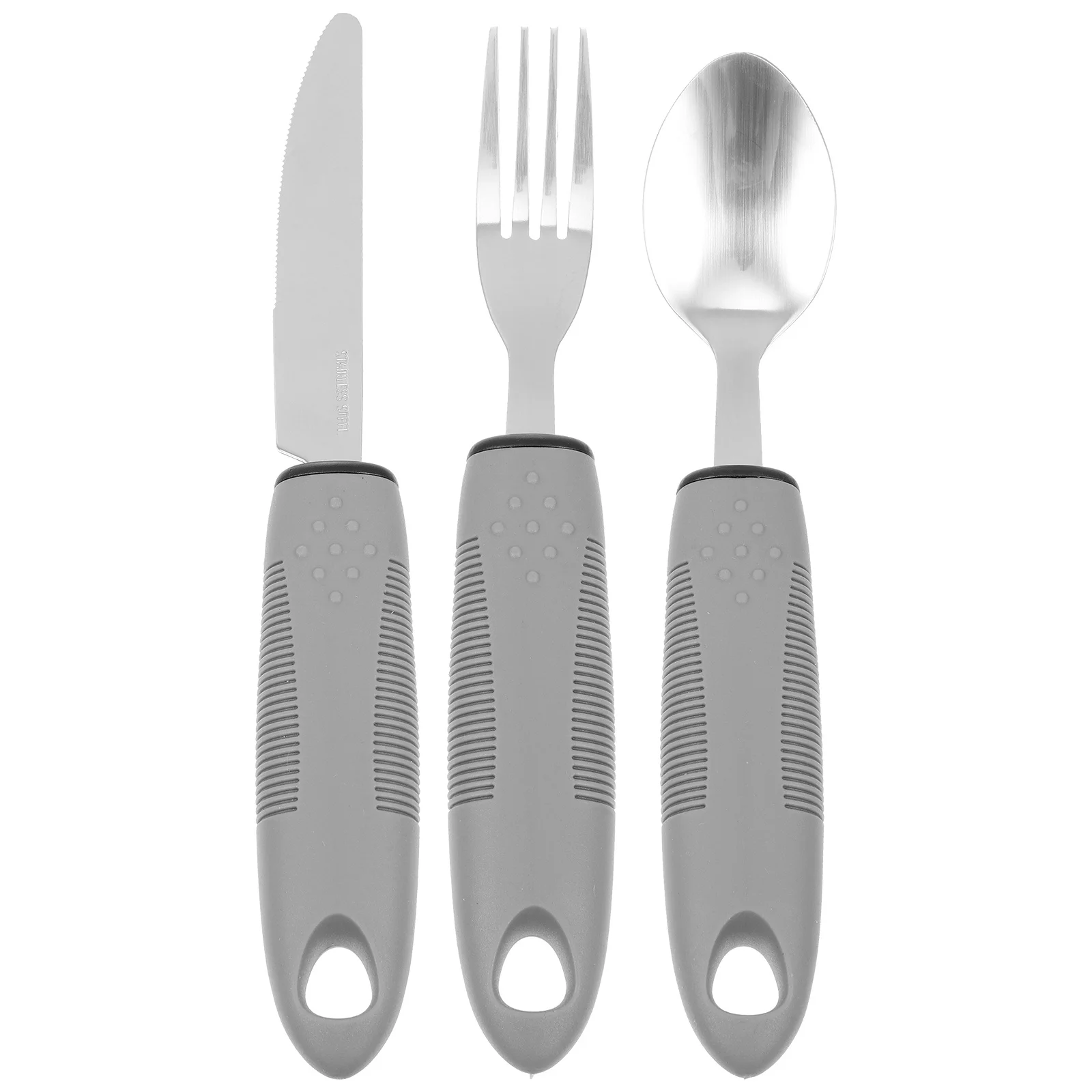 1 Set Anti-Shake Adaptive Utensils Kit Wider Raised Handles Non-Weighted Elderly Tableware Adults Suitable for Arthritis