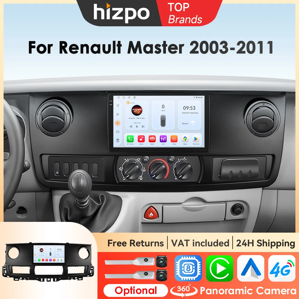 Hizpo 10.1 "Android Auto Autoradio Per Renault Master 2003 - 2011 Multimediale GPS Navi 4G DSP Carplay Stereo Autoradio AI Voce
