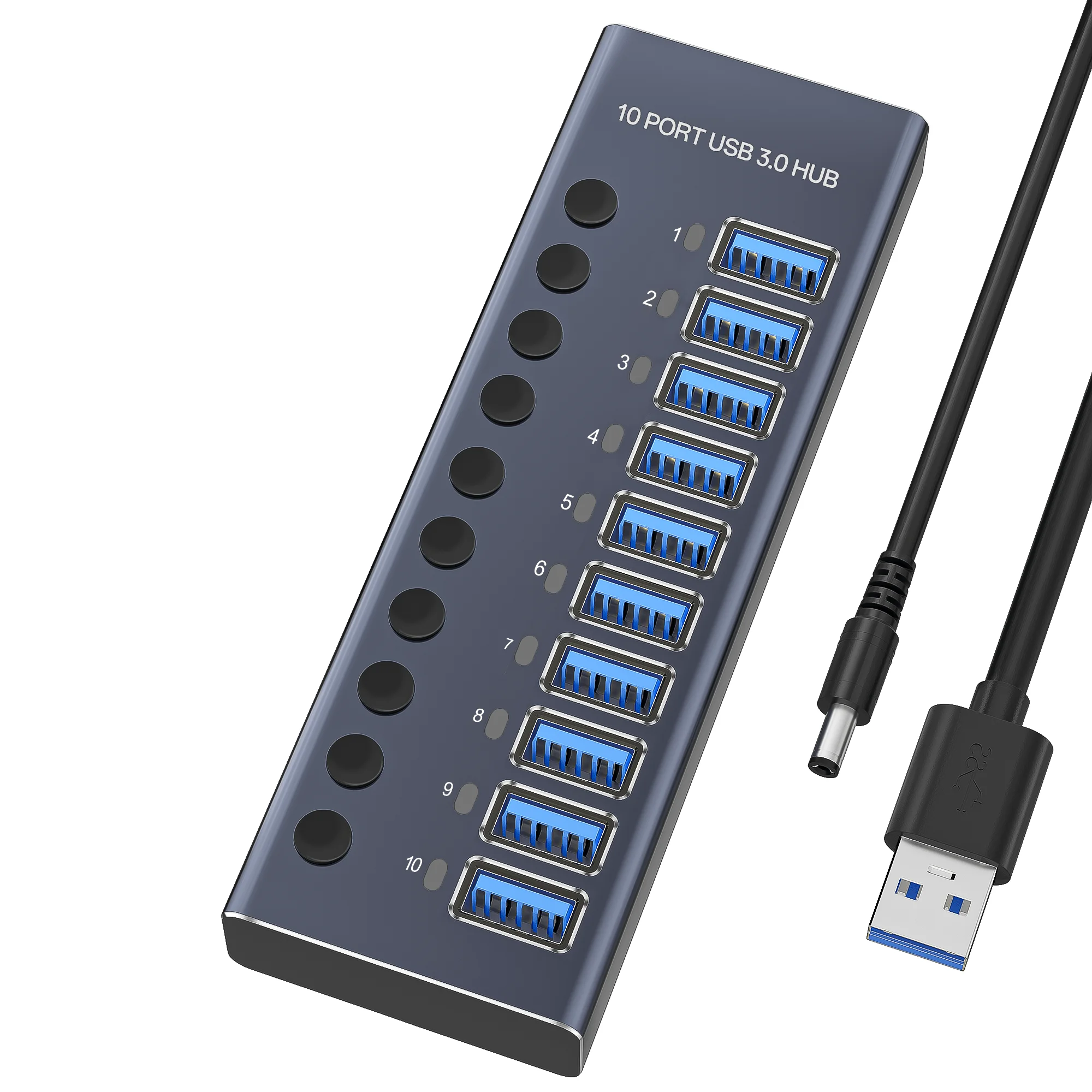 شاحن متعدد المنافذ ذو 10 منافذ مع محطة إرساء USB 3.0 HUB من النوع C جهاز شحن محور الكمبيوتر لأجهزة USB-C