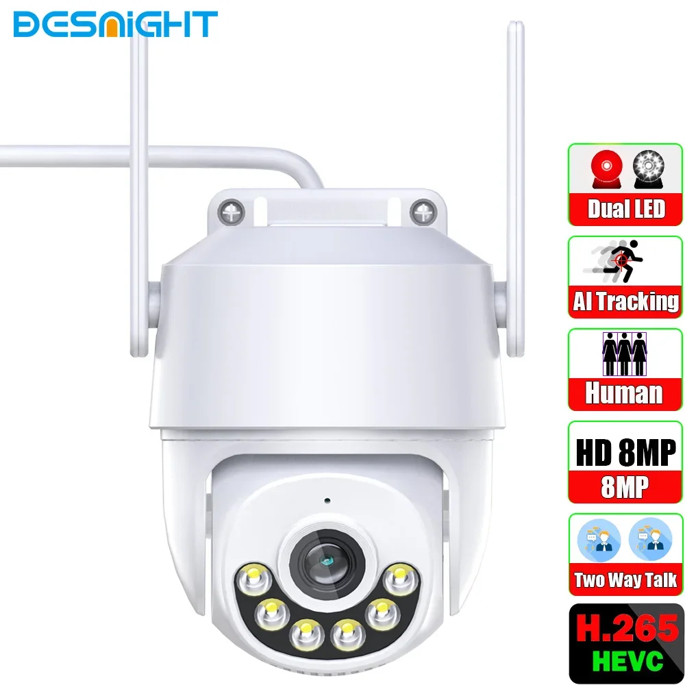 

USAFEQLO Wifi PTZ Camera h.265 8MP IP Cam Outdoor Surveillance Camera IP66 Waterproof Home CCTV Security System With Noice Alarm