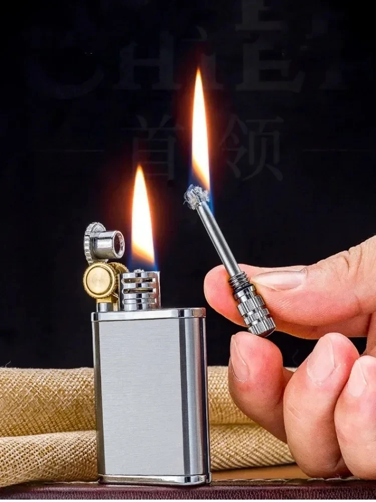 Neues Leader-Feuerzeug mit zehntausend Zündhölzern, doppelter Verwendung, personalisiert und kreativ, winddichtes Feuerzeug, kleines Werkzeug, Geschenk für Männer. – Detail 2