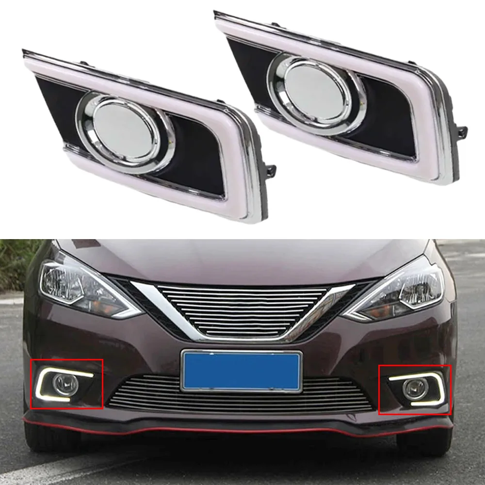 

1 Set For Nissan Sentra Sylphy 2016 2017 2018 2019 Car LED Driving DRL with Daytime Running Light Style Daylight Fog Head Lamp