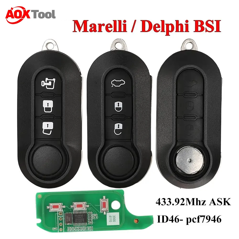 

Delphi & Marelli Car Remote Key For Fiat MPV Bravo/Ducato 500 Doblo Qubo Grande Punto Citroen Jumper Peugeot Boxer 433.92 ID46