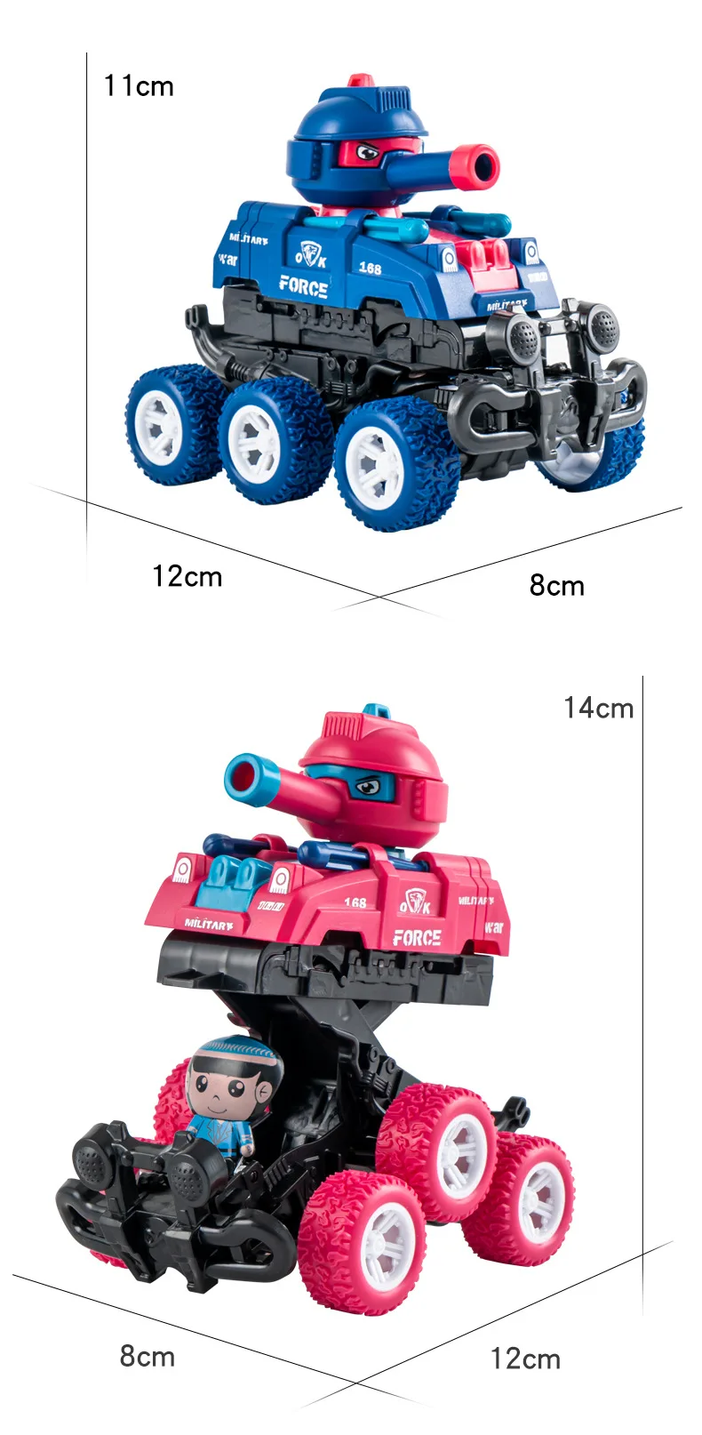 Traagheidsbotsing Transformatie Form Tank Speelgoedmodel, kan worden gelanceerd en gedraaid, Kinderspeelgoed, XT210