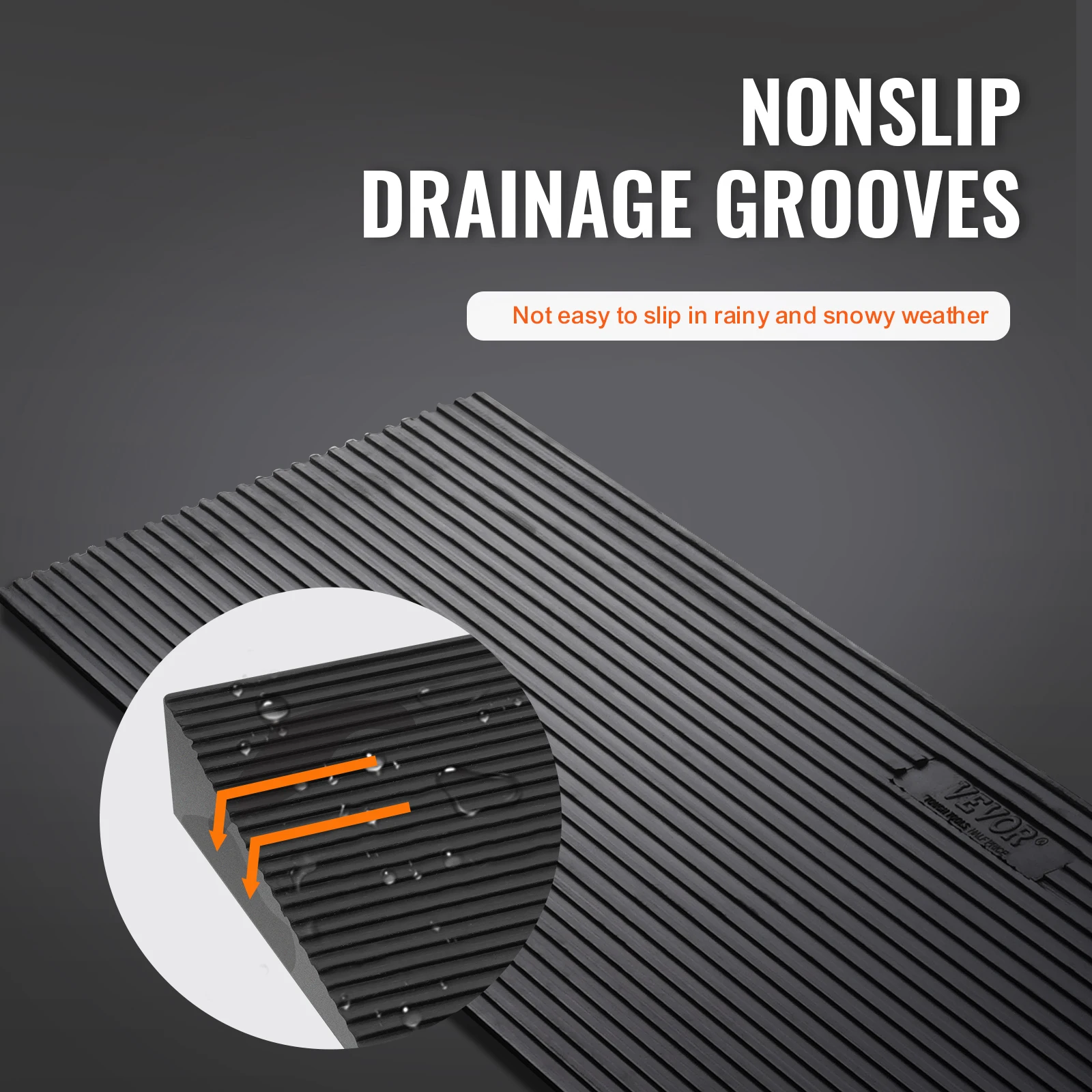 VEVOR 1.6In Rise Cuttable Threshold Ramp for Sweeping Robot,35.4" Wide Natural Rubber Wheelchair Ramp,Non-Slip Solid Rubber Ramp