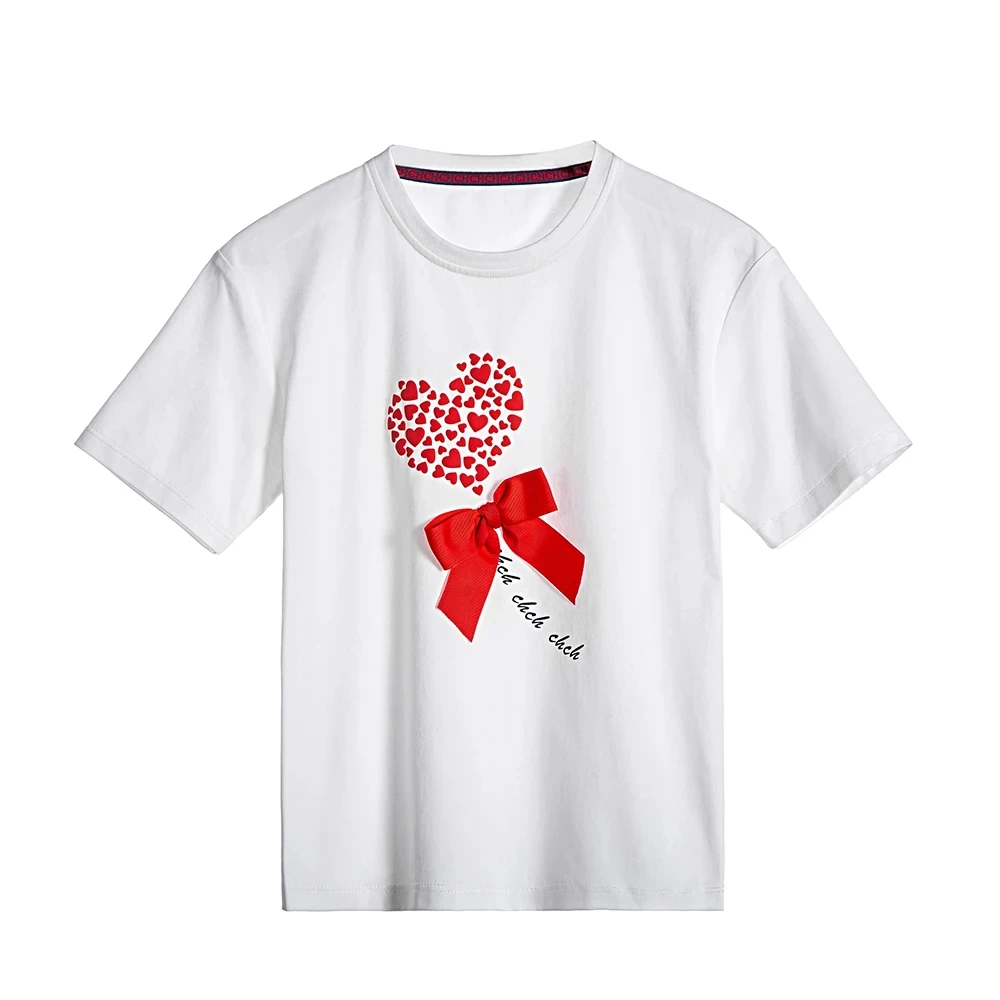 Le nuove donne estive amano la maglietta stampata a maniche corte in puro cotone moda girocollo Outdoor Casual Unisex Trend top oversize