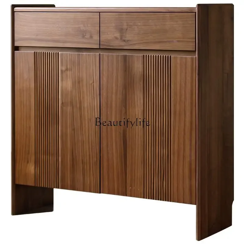 

ls 18All solid wood shoe cabinet North American black walnut retro double open storage shoe changing cabinet
