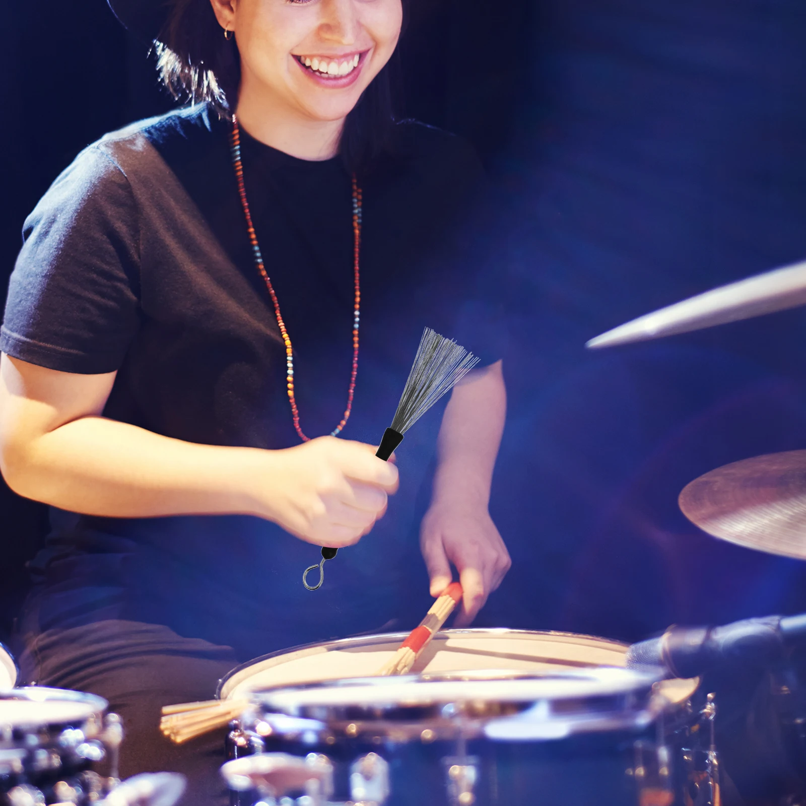 

Metal Drum Brush Wire Roller Brushes Drumsticks Stainless Steel Retractable Kit