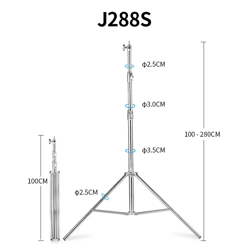 Selens Adjustable Stainless Steel Light Stand 280cm Heavy Duty Tripod Stand For Photography Softbox Photo Studio Accessories