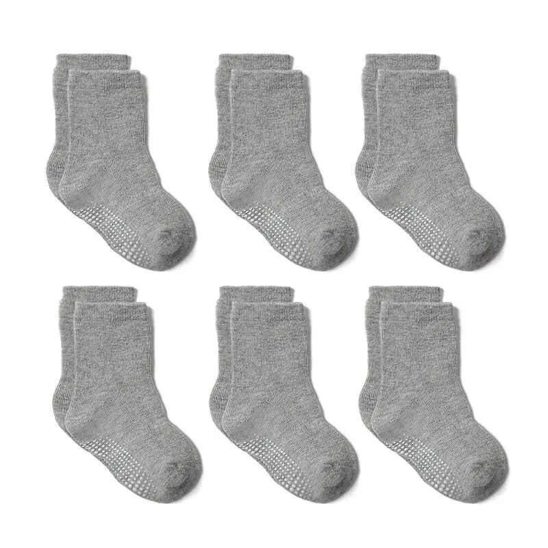 6 Pairs Cotton Children\'s Anti-slip Boat Socks For Boys Girl Low Cut Floor Kid Sock With Rubber Grips Four Season  0 to 7 Yrs