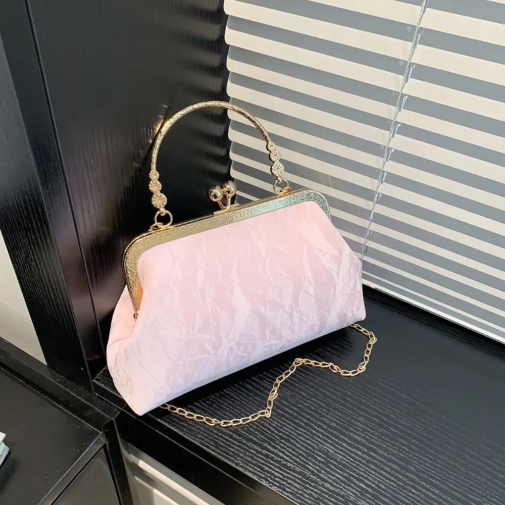 

Elegant Clutch Shoulder Bag Vintage Velvet Handbag Luxury Chain Purse Gold Evening Bag Solid Color Wedding Party Bag