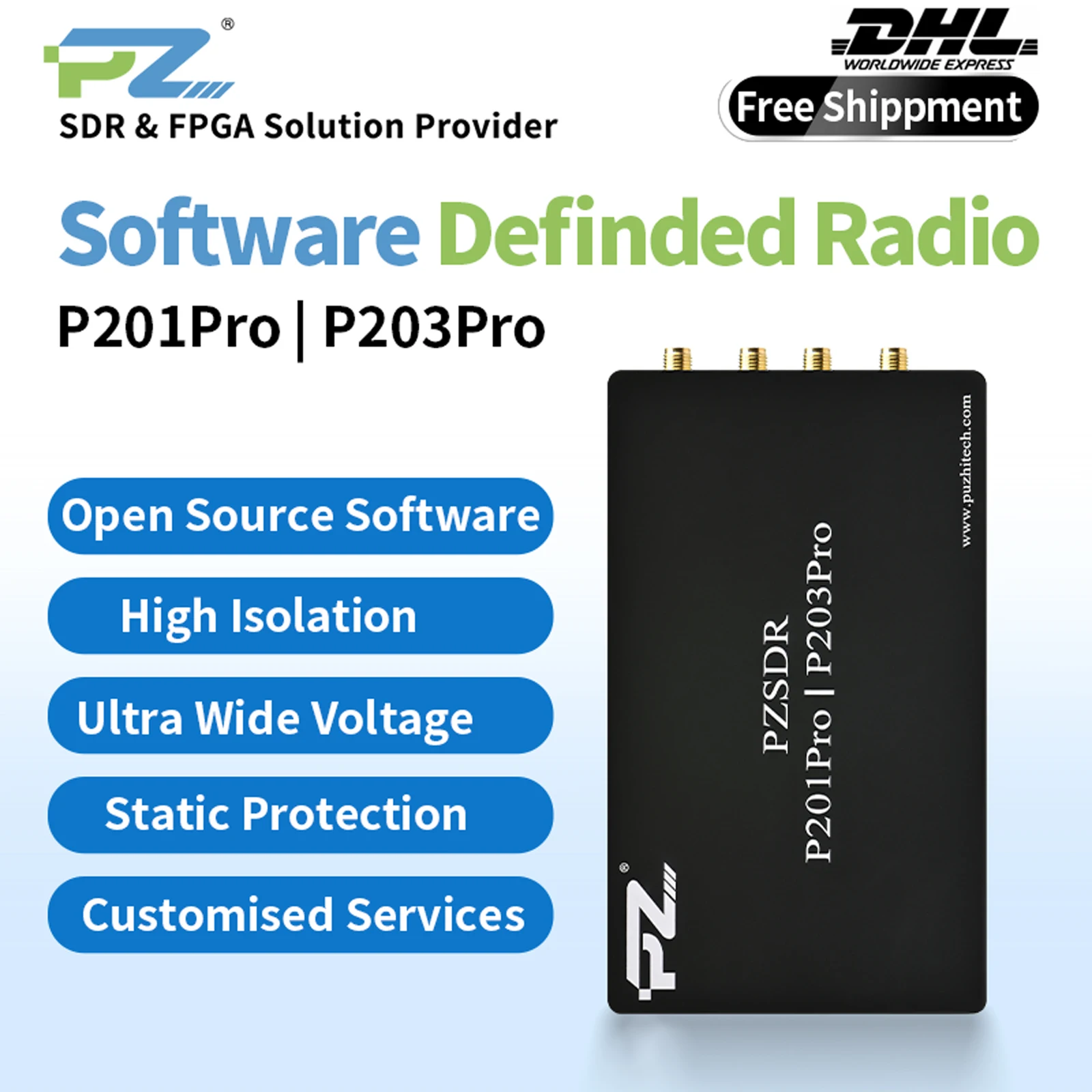 Puzhi PZSDR P201Pro/P203Pro SDR Software Defined Radio Demo Board SDR transceiver ZYNQ7020 SoC ADI AD9361 openwifi AD9363 pluto