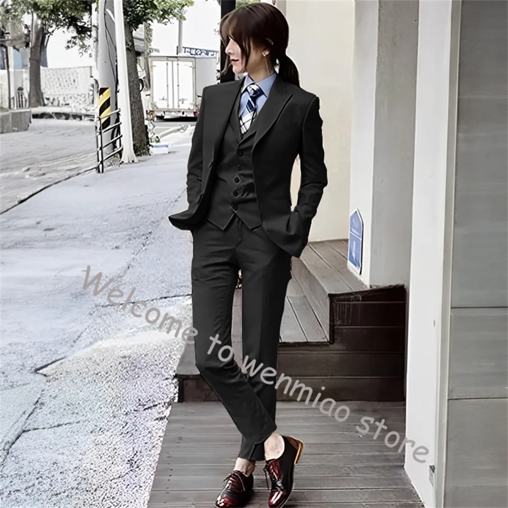 Khaki Women\'s Suit Formal Pants Set Ladies Suit 3-piece Set Business Office Lady Work Clothes Slim Fit Outfit Wedding Blazer