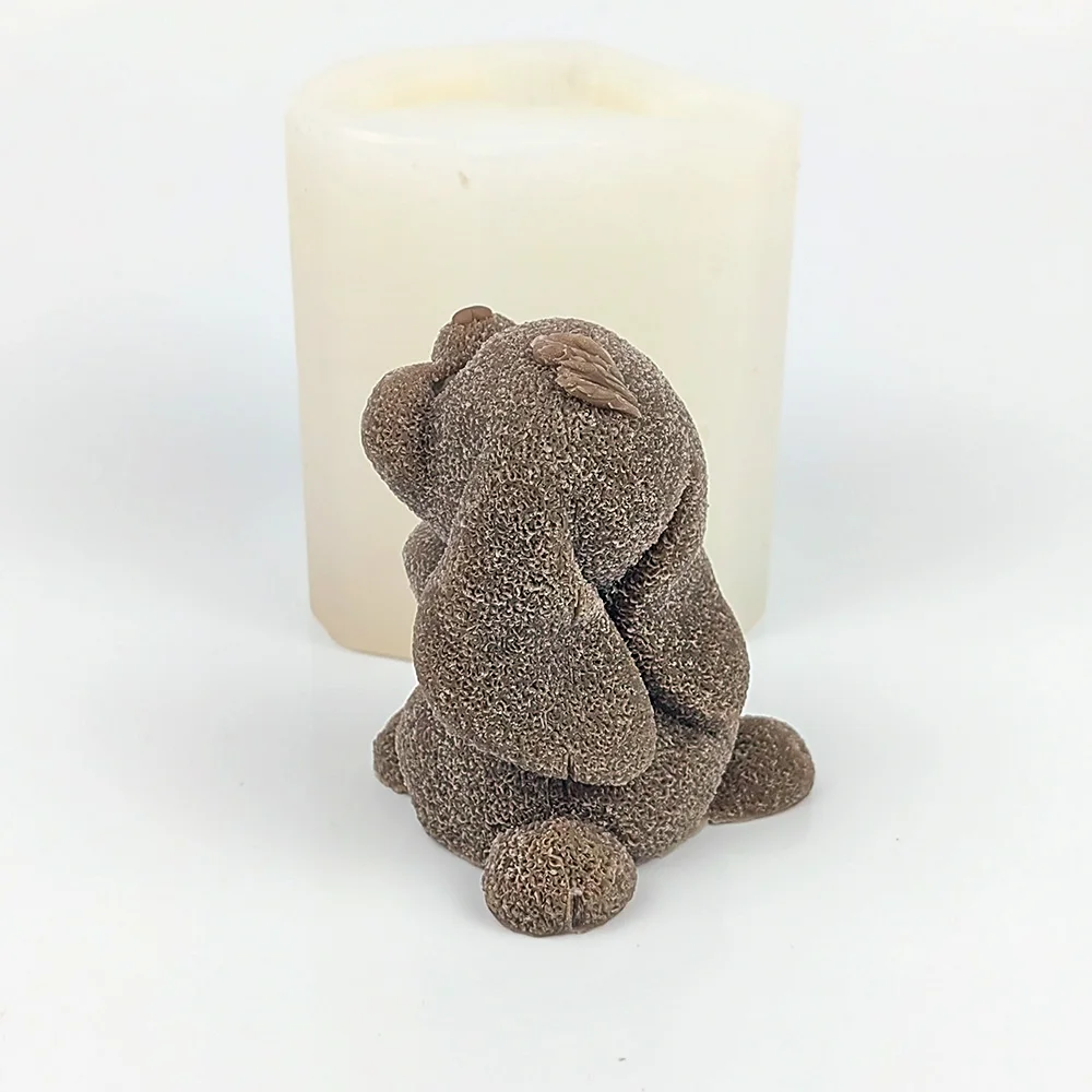 Praying Rabbit Moulds Soap Molds Silicone 3D Bunny Candle Mold Wedding Birthday Valentine\'s Day Clay DW0497 PRZY