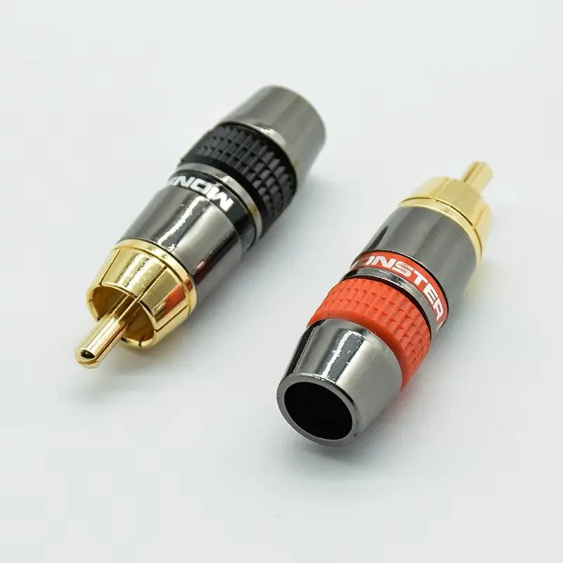 2 sztuk/1 para czerwony czarny RCA pozłacane czysta miedź stop cynku Monster złącze wtykowe bananowe zasilanie audio złącze wtykowe głośników — zdjęcie 2
