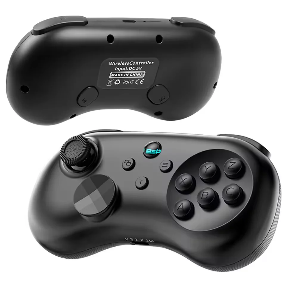 Wireless Hall Effect Game Controller 6-Button Layout Arcade Fighting Gamepad for Switch/PC/PS4 with Turbo,Back Buttons Joystick