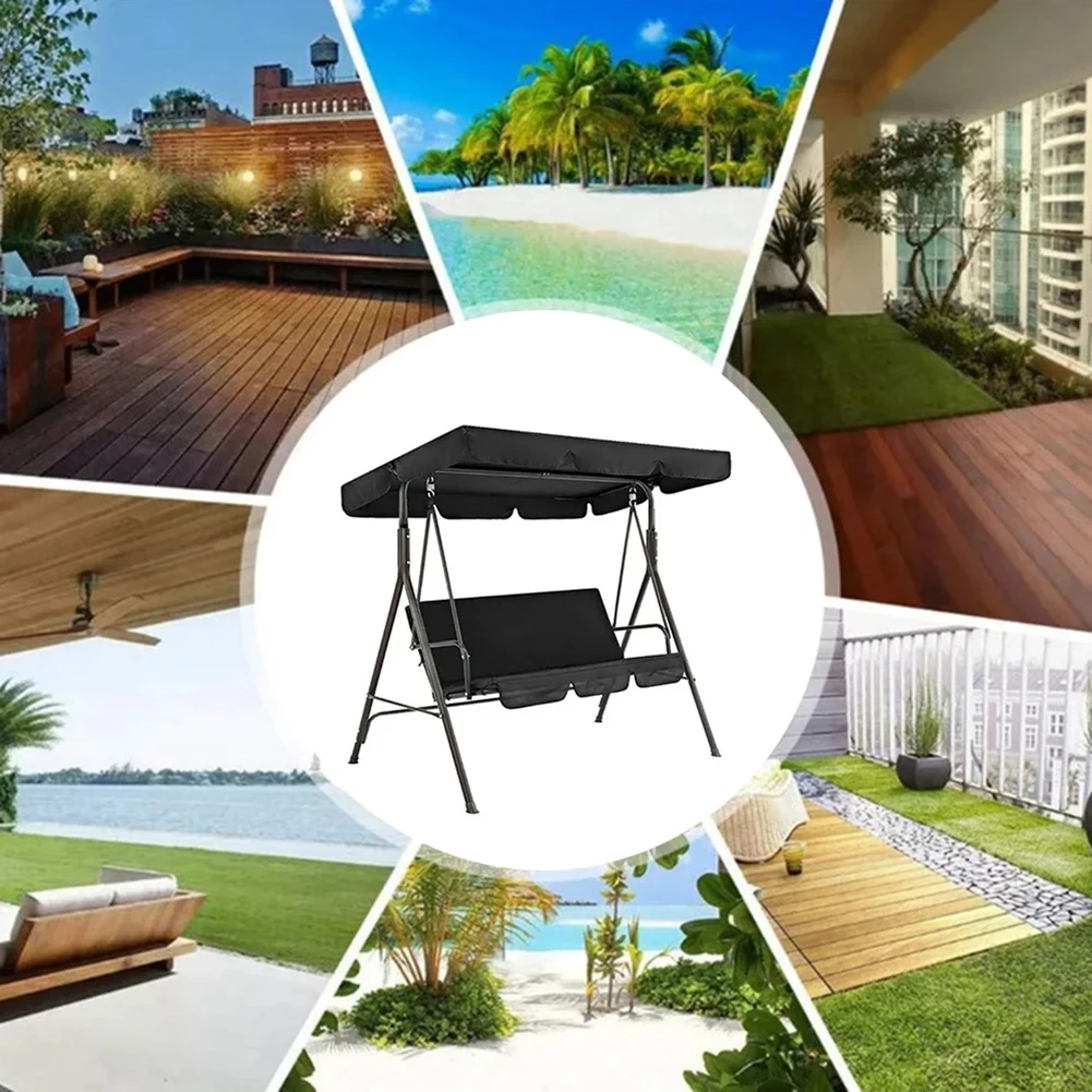 Waterproof Swing Cover 190T Outdoor Swing Chair Canopy Courtyard Dustproof Swing Sunshade Roof Cover For Outdoor Swing Chair