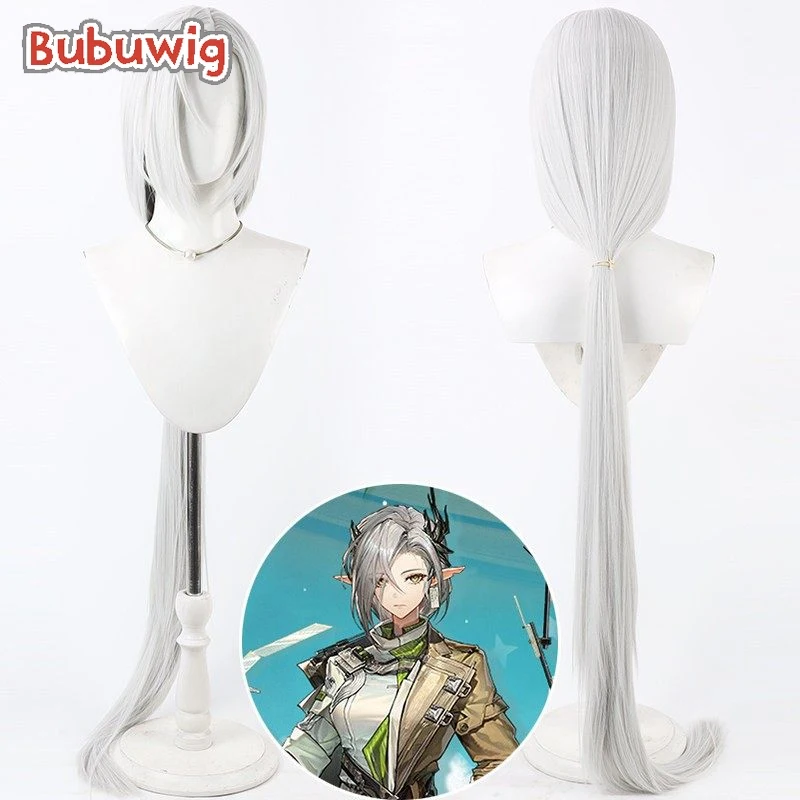 Bubuwig Synthetic Hair Nasti Lunorey Cosplay Wigs Arknights Nasti Lunorey 150cm Long Straight Silver White Wig Heat Resistant
