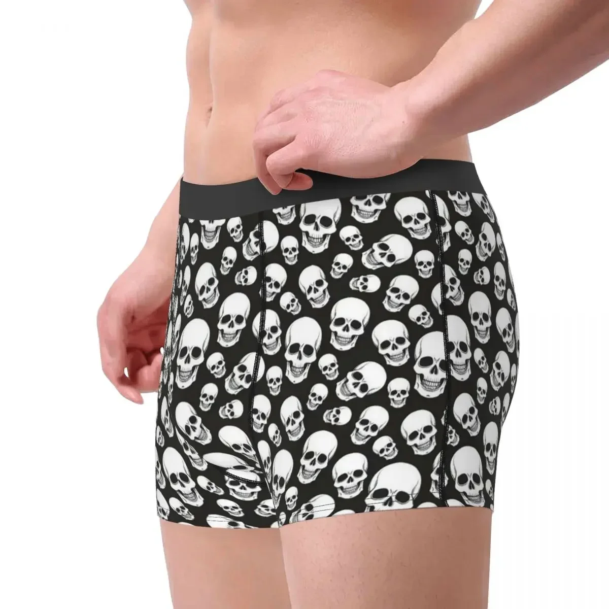 Gothic Death Skull Man Underwear Boxer Briefs Shorts Panties Funny Polyester Underpants for Male