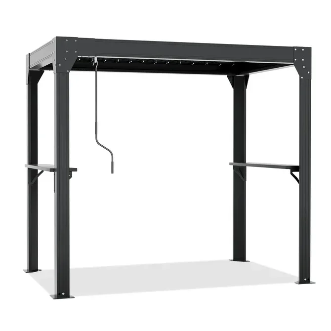 Garden household barbecue louver, outdoor oven, sunshade and rainproof awning, manually shake your hand to open the outdoor