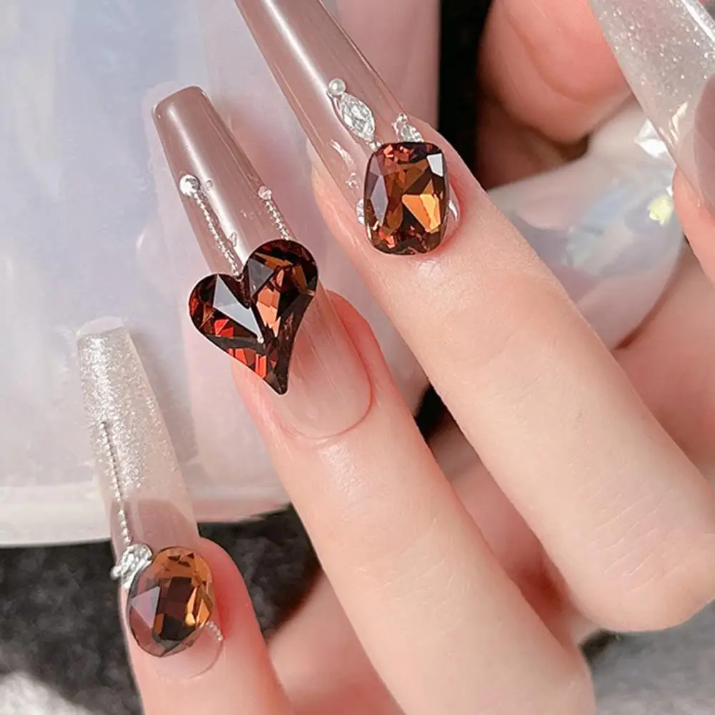 5Pcs Super Flash Coffee Rhinestone Durable Beautiful Brown Faux Crystal Rhinestones For Stunning Nails