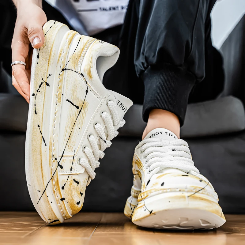 

Весна 2025 г., новая дышащая модная модная удобная повседневная спортивная универсальная мужская обувь на толстой подошве, трендовая обувь