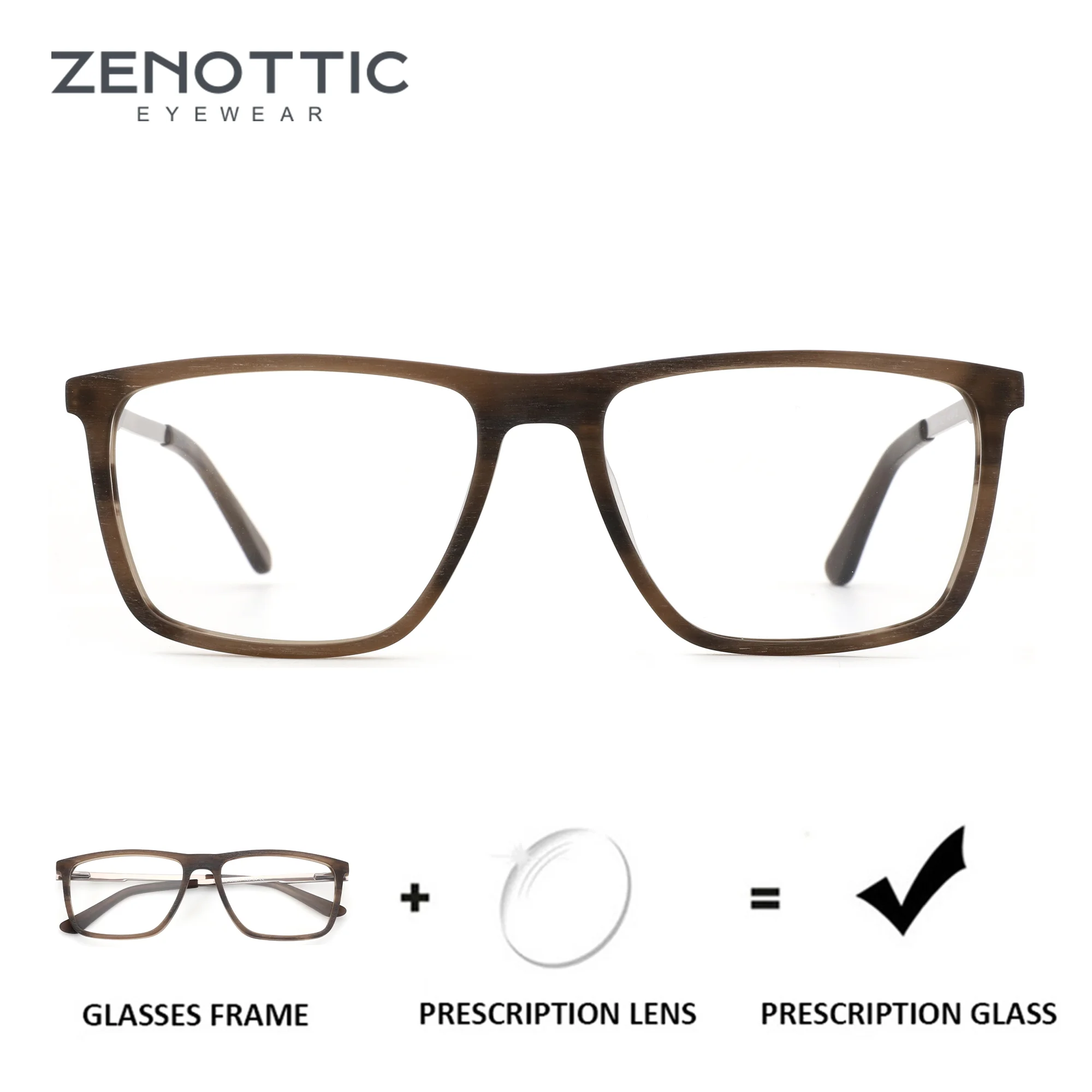 

ZENOTTIC (размер L) винтажные квадратные очки по рецепту для мужчин, фотохромные оптические очки из ацетата и металла
