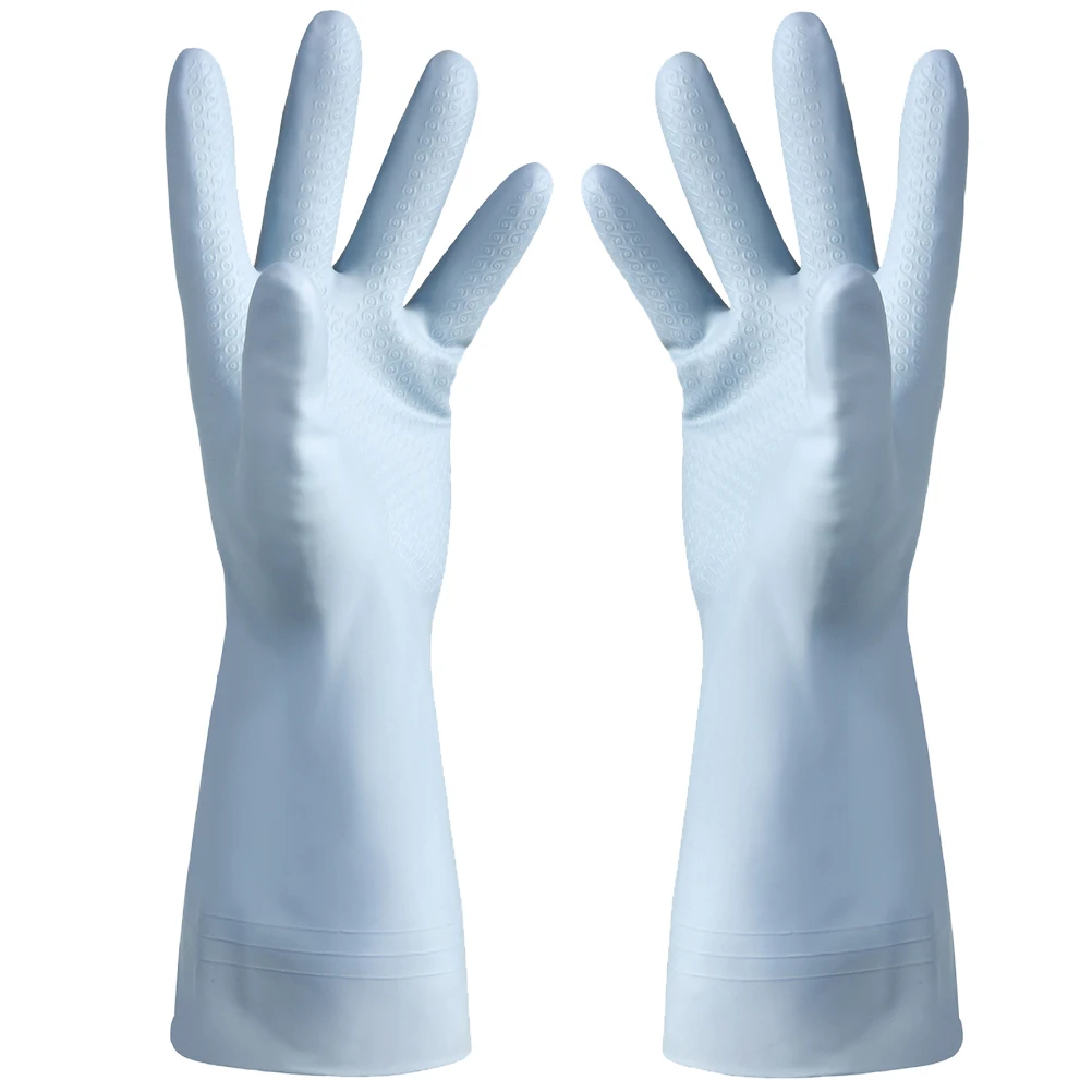 

Non Slip Kitchen Gloves Waterproof Housework Dishwashing Blue Accessories Cleaning