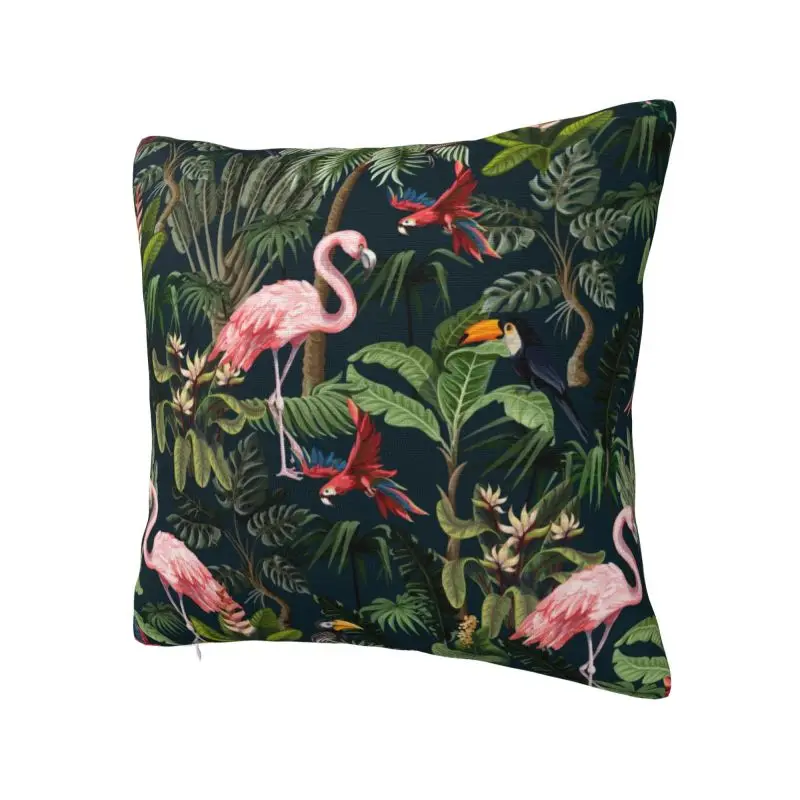 Nordic Jungle Pattern With Toucan Flamingo And Parrot Cushion Cover Velvet Tropical Bird Pillow Case Home Decorative