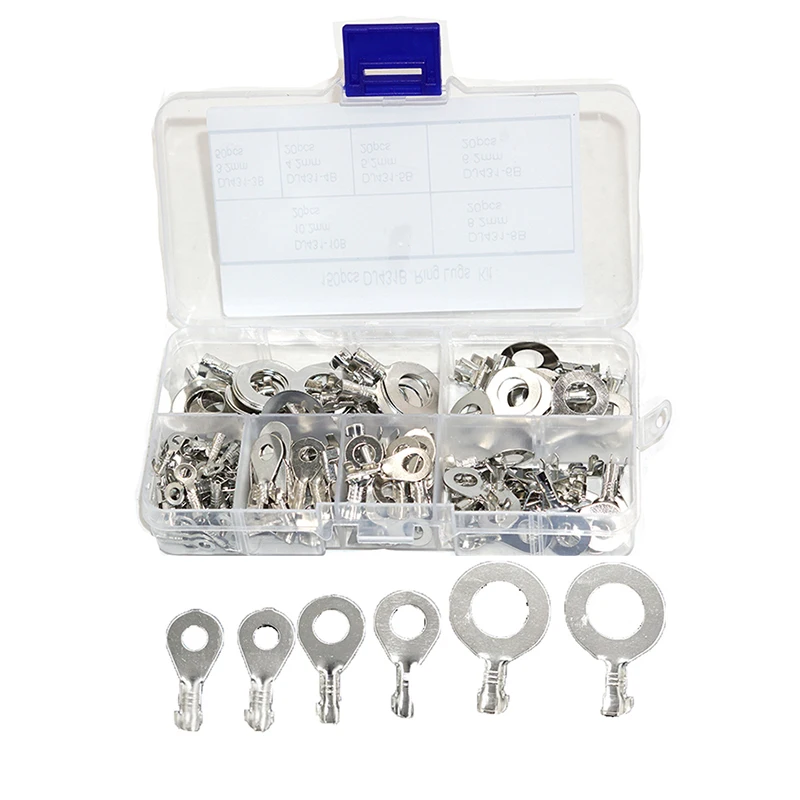 150/20 Pcs Silver O-Type Wire Crimp Copper Terminal Connerctor Kit Cable Ring Terminal Ring Cable Lugs Copper Lugs Kit