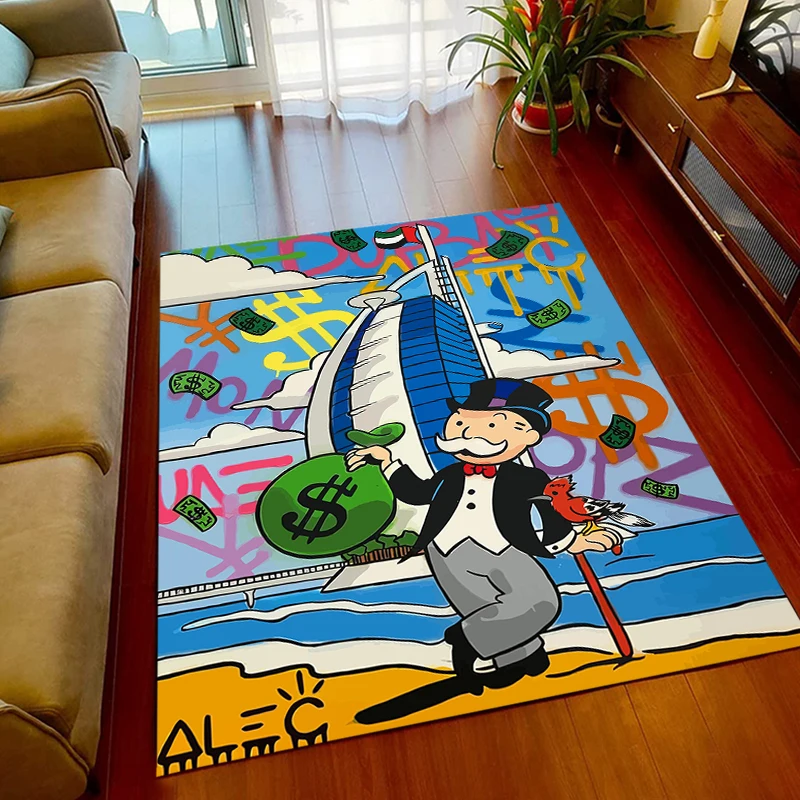 

15 Sizes Cartoon Dollar Monopolys Pattern Rug Carpet for Living Room Bathroom Mat Creative Doormat Carpet for Bedroom Home Decor