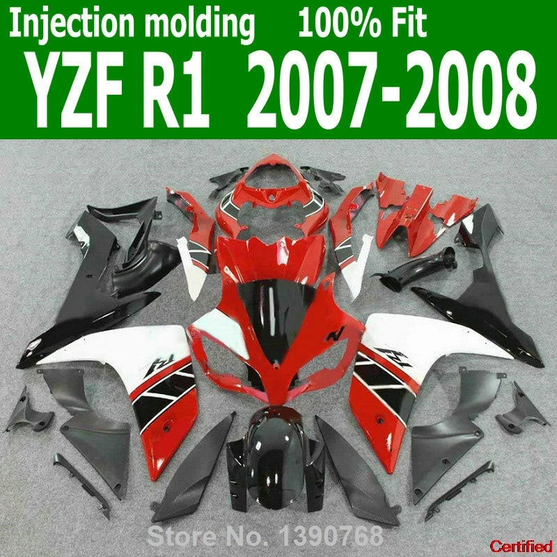 

Mix Custom Fairings For YAMAHA YZF R1 07 08 ( Black Red White ) 2007 2008 Injection Fairing Kit TL07