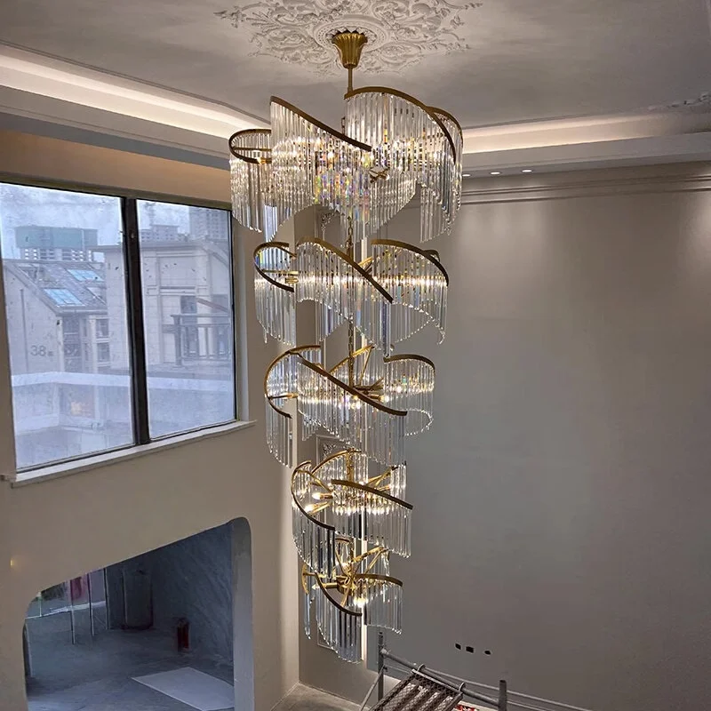 

2026 Luxury Customizable Large Chandelier Pendant Light Ceiling Lamp Dimmable K9 Crystal Luster For Staircase Luminaire