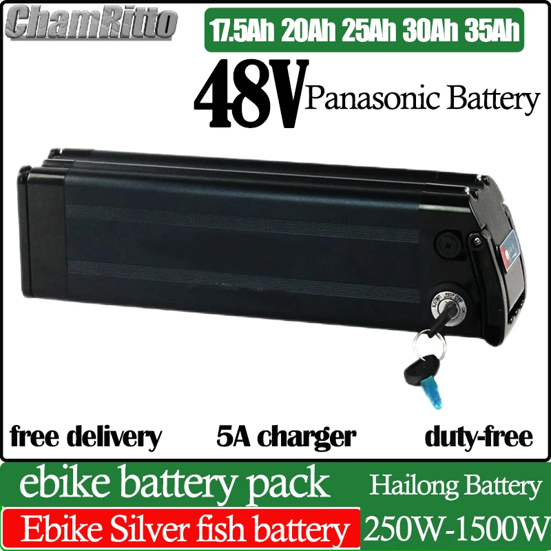 

48V 50ah 1500w Ebike Elektrische fiets Silver Fish Battery 20ah 25ah 30ah 35ah batterij 350w 500w 750w 1000w Electric bike motor