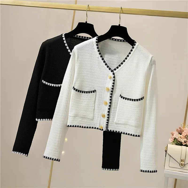 Sweet Sle Ice Silk ort Thin Long Sve V-Ne เสื้อถักผู้หญิงเสื้อแจ๊กเก็ตคาร์ดิแกนหลวมพอดีวิทยาลัย Sweet Sle