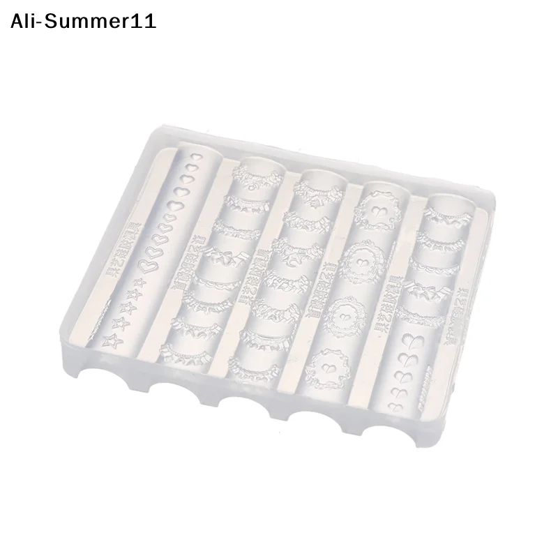 【Wq0】 Lace Trim Nail Art Silicone Mold French Skirt Star Heart Pattern Stencils Templates Diy Carving Tools Manicure Accessories view 3