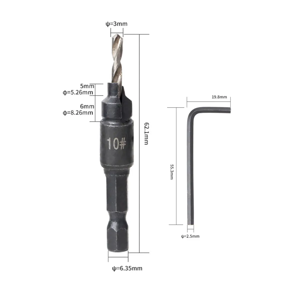 Imagem -06 - Binoax Countersink Drill Bit Grupo Broca Cônico para Madeira 10 12