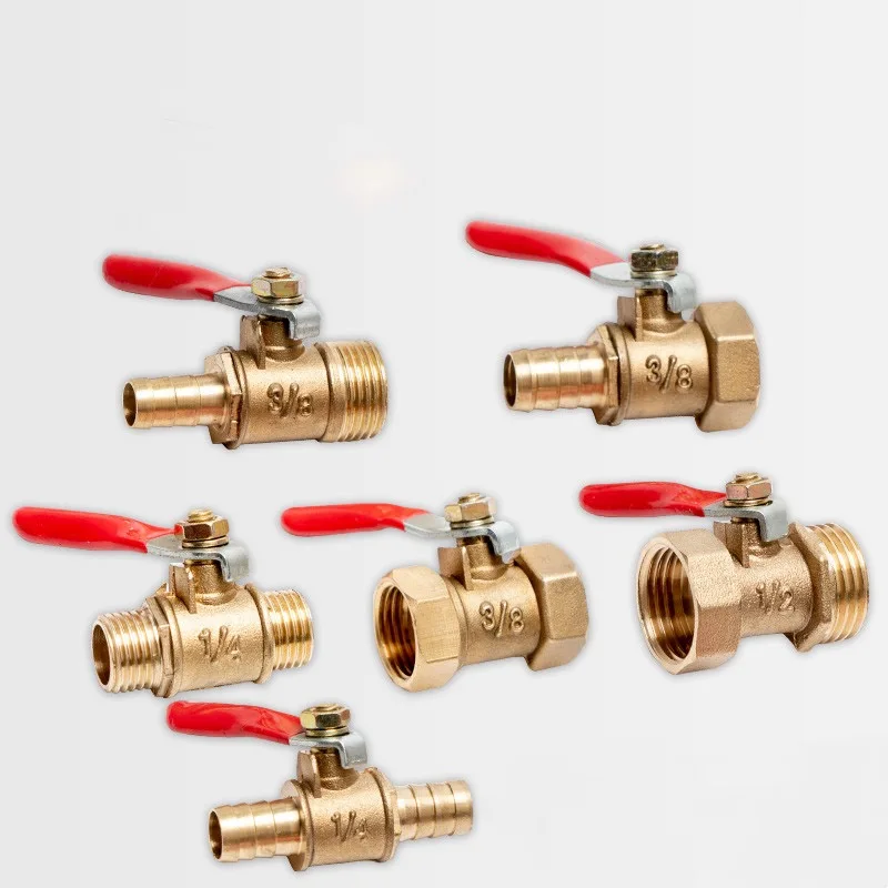 

Brass Ball Valve 1/8" 1/4'' 3/8'' 1/2'' Water Oil Air Gas Fuel Line Shutoff Mini Ball Valve Brass Hose Barb Connector