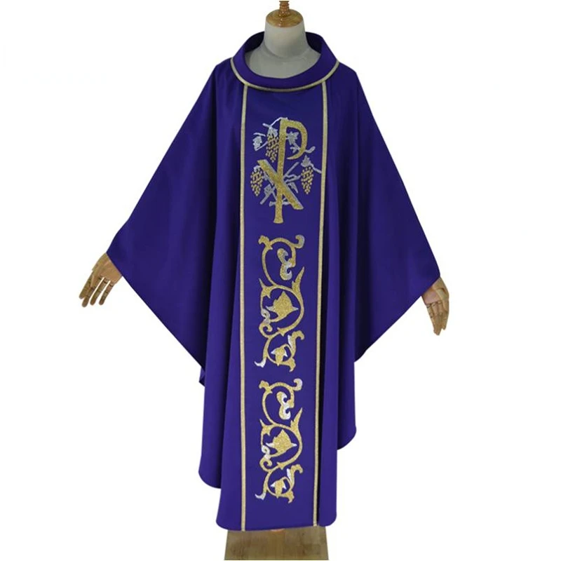 Chasuble Priest Uniform Catholic Clergy Robe Gothic Style Vestments Pastors Costume Christian Liturgical Churches Clothing