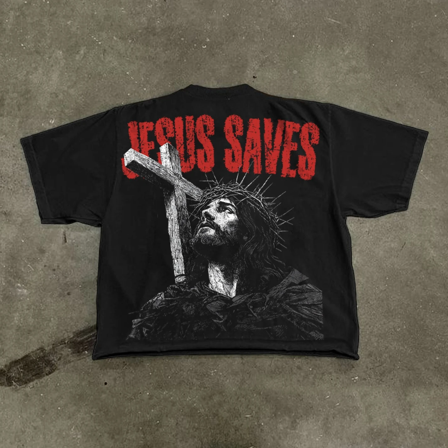 يسوع حفظ الجرافيك طباعة القطن تي شيرت الرجال Y2K الصيف قصيرة الأكمام المعتاد Y2K تي شيرت الشارع الشهير المرأة عادية المحملة القمم #2