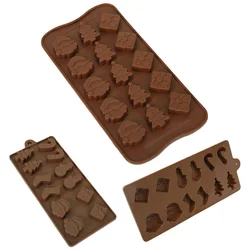 3D Christmas Chocolate Mold Snowman Socks Christmas Trees Silicone Cake Mould Candy Cookies DIY Make Chocolate Candy Tool