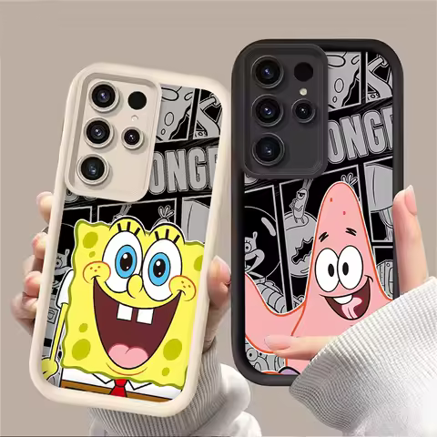 Cartoon SpongeBobs Case For Samsung Galaxy S24 S25 S23 Ultra S22 S21 Plus FE A36 A56 A26 A16 A06 A15 A25 A35 A55 5G Back Cover