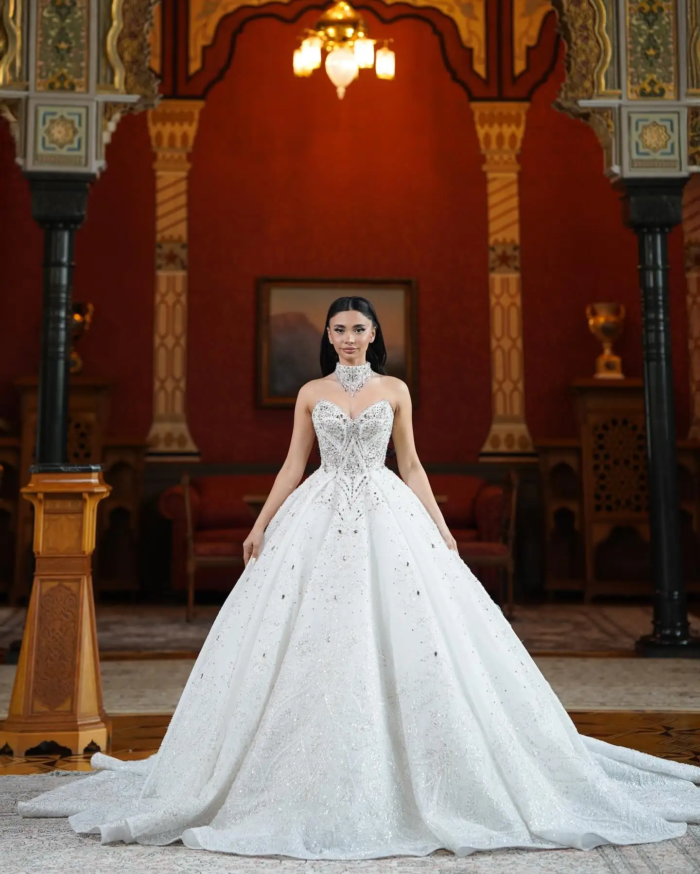 

Luxurious Bespoke Wedding Dresses A-Line Sweetheart Beaded Crystal Lace Up Gowns Vestidos de novias Ball Bridal Gowns Customized