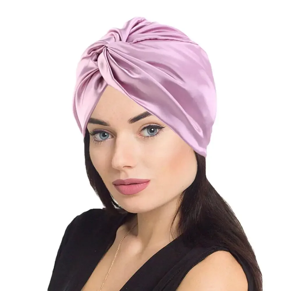 Silk Like Double Layer Twisted Cap Hair Scarf Shower Accessory Europe American Stylish 2024 New