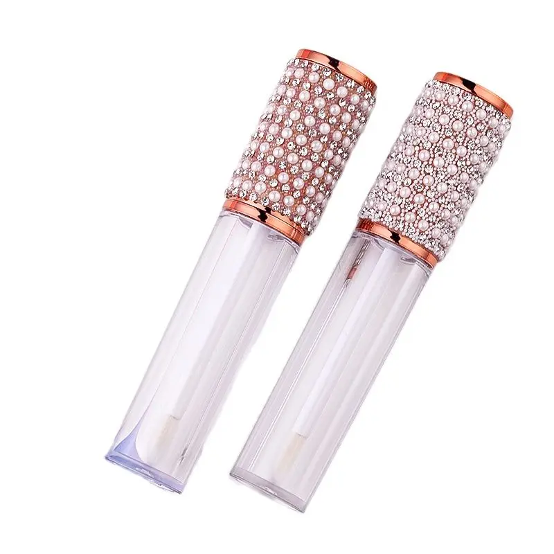 10/25/50pcs Lipgloss Wand Tube Round Clear Luxury Diamond Lid 5ml Cosmetic Packaging Empty Plastic Lip Glaze Lip Gloss Tubes